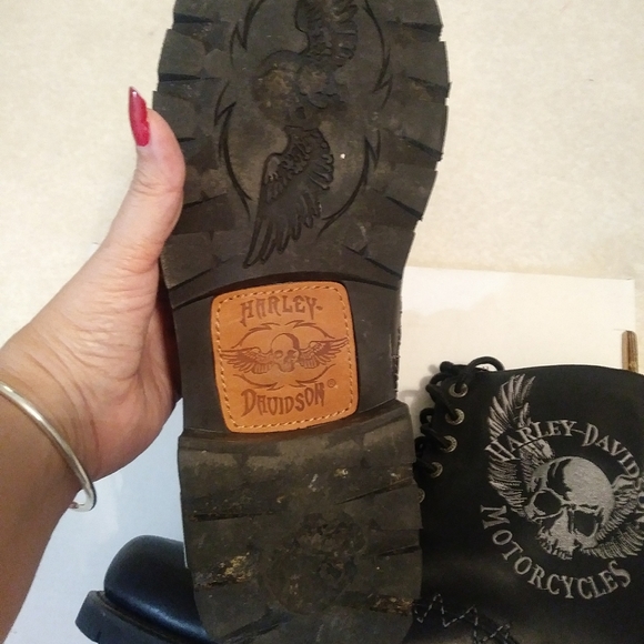 SOLD Harley Davidson embroidered skull moto boots - Picture 8 of 8